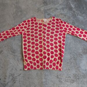 LOFT Pink and Tan Polka Dot Cardigan